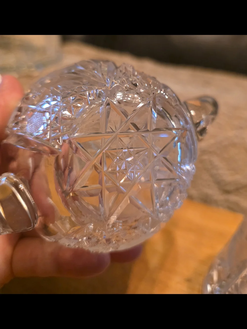 Vintage Heavy Cut Crystal Creamer & Pitcher Set | Floral Etched Crystal